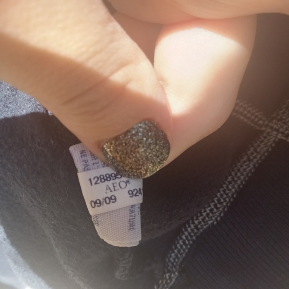 American Eagle Men's Navy Blue Hoodie Yellow Lettering Size Small Spell Out - Picture 6 of 8